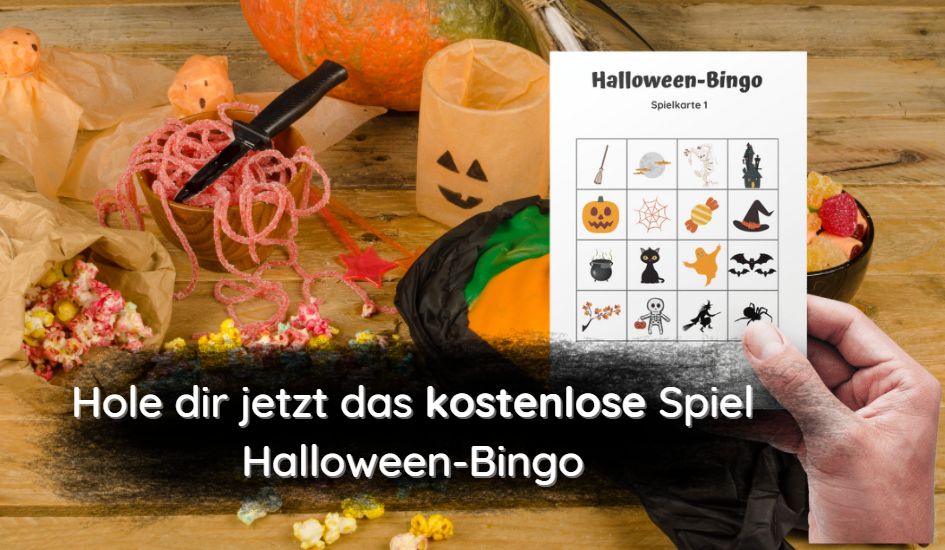 Spiel Halloween-Bingo für die Gruselparty Vorlage