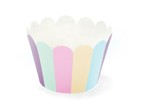 Cupcake Umrandungen mit süssen Gesichter und in Pastellfarben