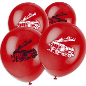 Luftballon Feuerwehr Rot mit Feuerwehrauto