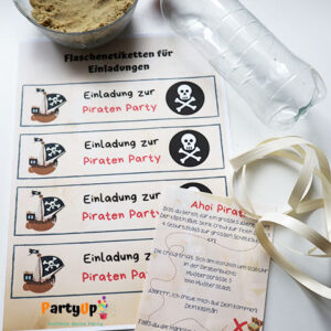Einladungen Flaschenpost für die Piratenparty / den Kindergeburtstag zum Motto Piraten