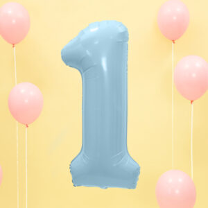Folienballon XL Zahl 1 Hellblau 86cm