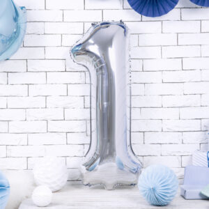 Folienballon XL Zahl 1 Silber 86cm