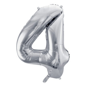 Folienballon XL Zahl 4 Silber 86cm