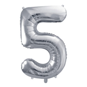 Folienballon XL Zahl 5 Silber 86cm