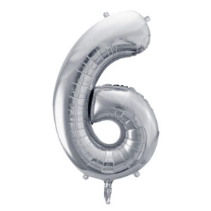Folienballon XL Zahl 6 Silber 86cm