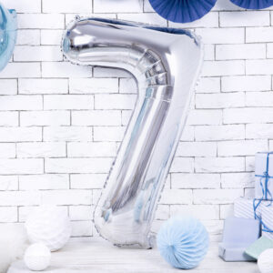 Folienballon XL Zahl 7 Silber 86cm