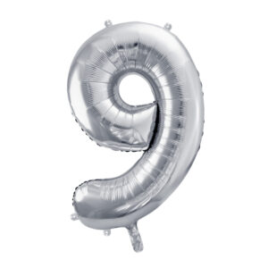Folienballon XL Zahl 9 Silber 86cm