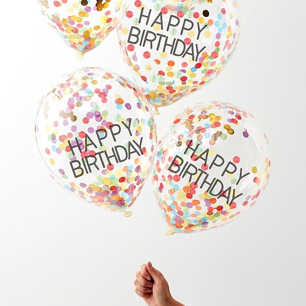 Konfetti-Luftballon Happy Birthday bunt 30cm