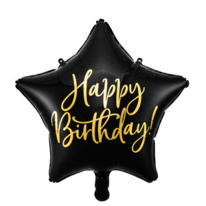 Folienballon Happy Birthday schwarz / gold Stern