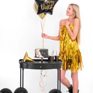 Folienballon Happy Birthday schwarz / gold Stern