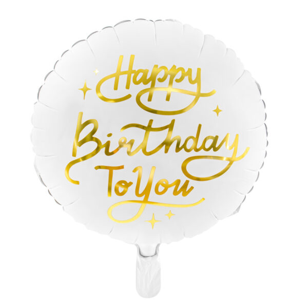 Folienballon Happy Birthday to you weiss gold 35cm