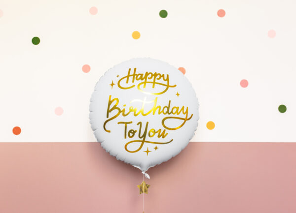 Folienballon Happy Birthday to you weiss gold 35cm