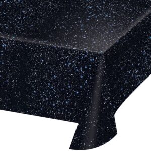 Tischdecke schwarz mit Sterne für die Weltraum Party