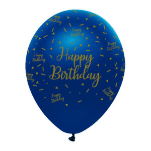 Luftballon Happy Birthday Blau & Gold