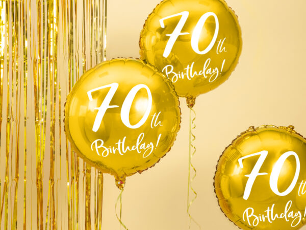 Folienballon 70. Geburtstag Rund und Gold 45cm