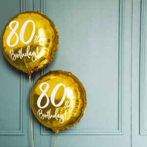 Folienballon 80. Geburtstag Rund und Gold 45cm