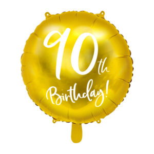 Folienballon 90. Geburtstag Rund und Gold 45cm