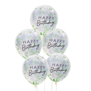 Konfetti-Luftballon Happy Birthday Blätter 30cm