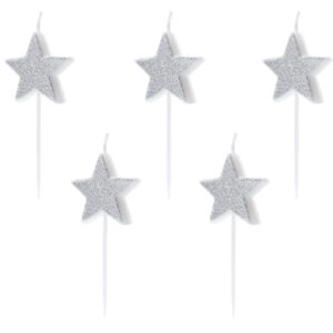 Kuchenkerzen Sterne Silber 5Stk. 3.5cm