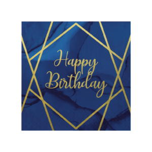 Serviette Happy Birthday navy blau und gold
