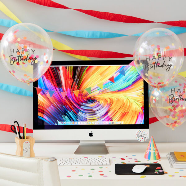 Arbeitsplatz Deko Set Happy Birthday bunt