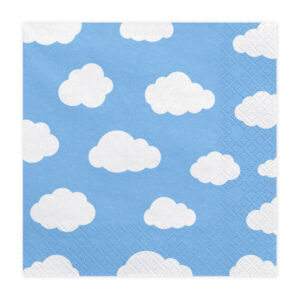 Serviette blau mit weissen Wolken 33cm