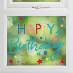 Fenster Deko Sticker Happy Birthday Bunt