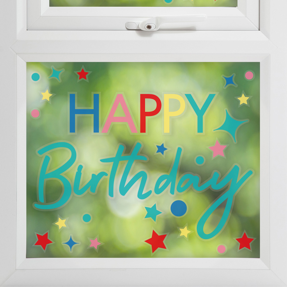 Fenster Deko Sticker Happy Birthday Bunt - PartyUp