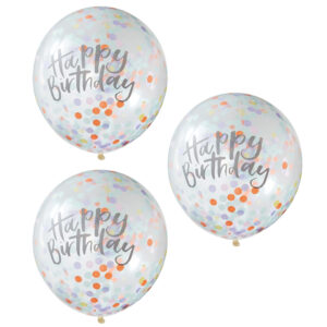Konfetti-Luftballon Happy Birthday Pastell 30cm