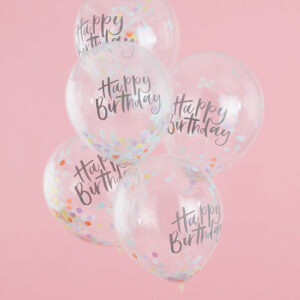 Konfetti-Luftballon Happy Birthday Pastell 30cm
