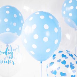 Luftballon Transparent mit blauen Herzen 30cm