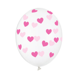 Luftballon Transparent mit rosa Herzen 30cm