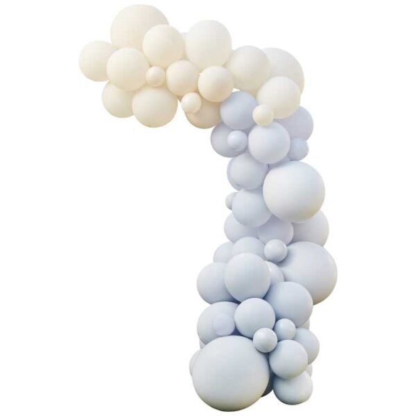 Ballongirlande Cremeweiss und Hellblau 75 Luftballons