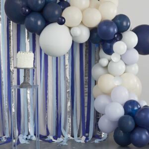 Streamer Hintergrund und Ballongirlande Party-Kulisse in Blau & Silber