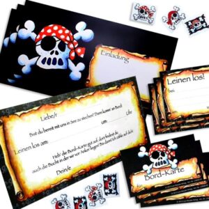 Einladungkarte Piraten Party Set 3-teilig