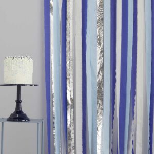 Streamer-Backdrop Hintergrund Papierschlangen Blau Töne und Silber