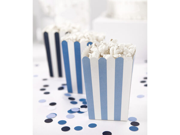 Popcorn Boxen Blau/Weiss Gestreift 6 Stk.