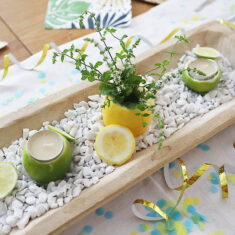 Sommerparty DIY Tischdeko mit Zitronen und Limetten