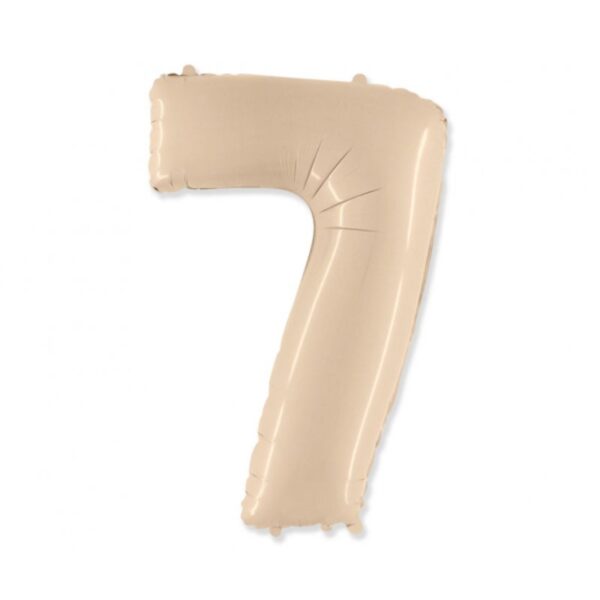 Folienballon XL Zahl 7 Beige 85cm