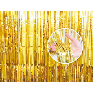 Dieser Partyvorhang in elegantem Gold Metallic ist eine tolle Hintergrund Dekoration für deine Party. In Kombination mit Luftballons oder einer Ballongirlande bildet dieser Vorhang ein echter Blickfang.