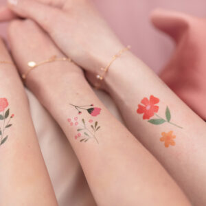Temporäre Tattoos bunte Blumen Mix