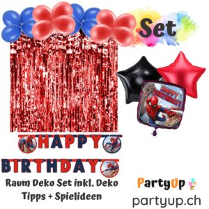 Dieses PartyUp Spiderman Raum Deko Set enthält alles, um den Raum für die heldenhafte Geburtstagsparty schön zu dekorieren.