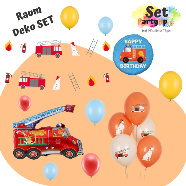 Entzünde die Partyfreude mit dem PartyUp Feuerwehr Raum Party Geburtstag Deko Set. Heldenhafter Spass mit Ballons & mehr für den kleinen Feuerwehrfan!