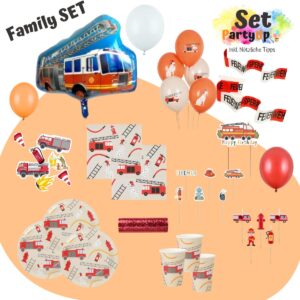 Entzünde die Partyfreude mit dem PartyUp Feuerwehr Family Party Geburtstag Deko Set. Heldenhafter Spass mit Ballons & mehr für den kleinen Feuerwehrfan!