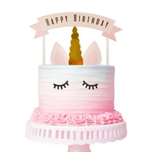 Mit diesem zauberhaften Einhorn Party Cake Topper kannst du ganz entspannt und schön den Kuchen oder die Torte dekorieren.
