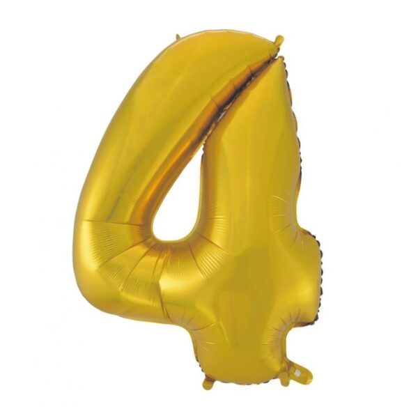 Dieser XL Zahl 4 Folienballon in Gold Matt ist die ideale Ergänzung für deine Raum Dekoration für die Geburtstagsparty. Er ist heliumgeeignet.