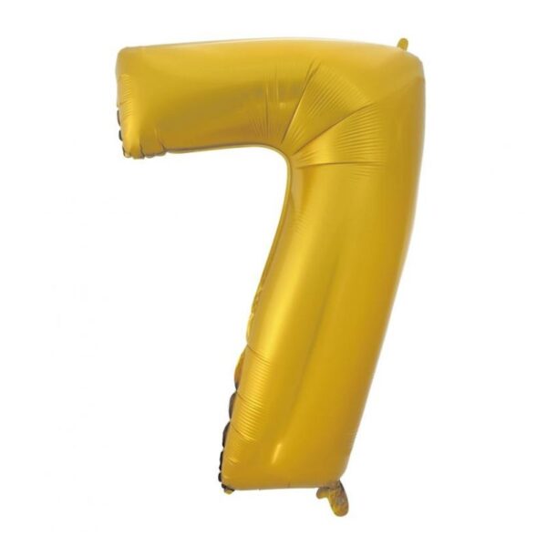 Dieser XL Zahl 7 Folienballon in Gold Matt ist die ideale Ergänzung für deine Raum Dekoration für die Geburtstagsparty. Er ist heliumgeeignet.