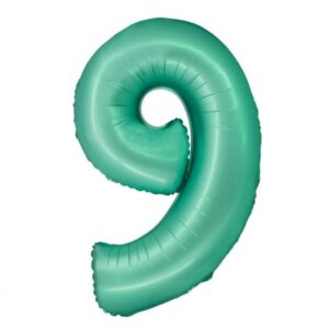 Dieser XL Zahl 9 Folienballon in Mintgrün ist die ideale Ergänzung für deine Raum Dekoration für die Geburtstagsparty. Er ist heliumgeeignet.