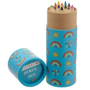 Diese farbenfrohe Regenbogen Stiftebox mit zwölf weichen Farbstiften ist nicht nur praktisch, sondern auch ein tolles Mitgebsel für Geburtstagsfeiern oder als Geschenk zum Schulanfang. Ideal für kleine und große Künstler!