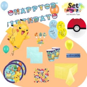 Unser Pokémon Geburtstag Party Deko Set enthält alles, was du brauchst, um deine Party in ein aufregendes Abenteuer zu verwandeln mit einem Folienballon.